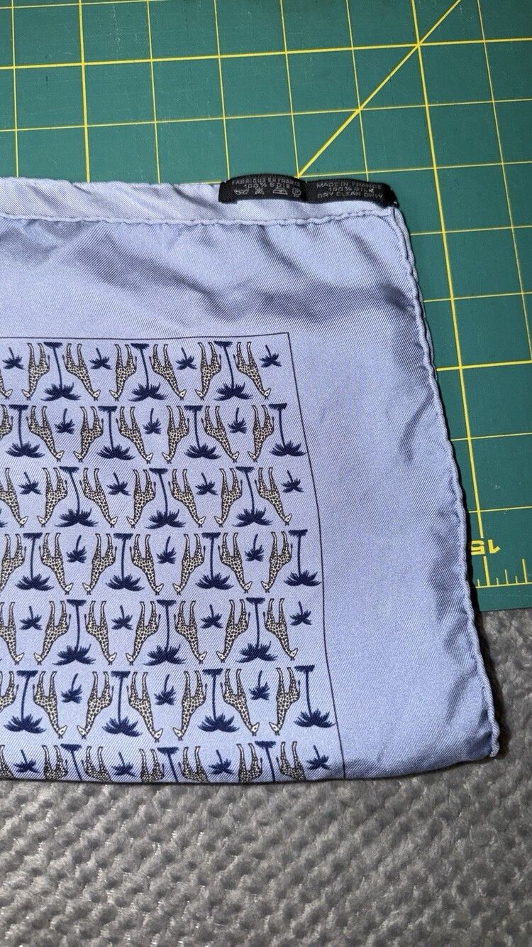 Hermes France Vintage 100% Silk Rolled Edge Pocket Square Scarf
